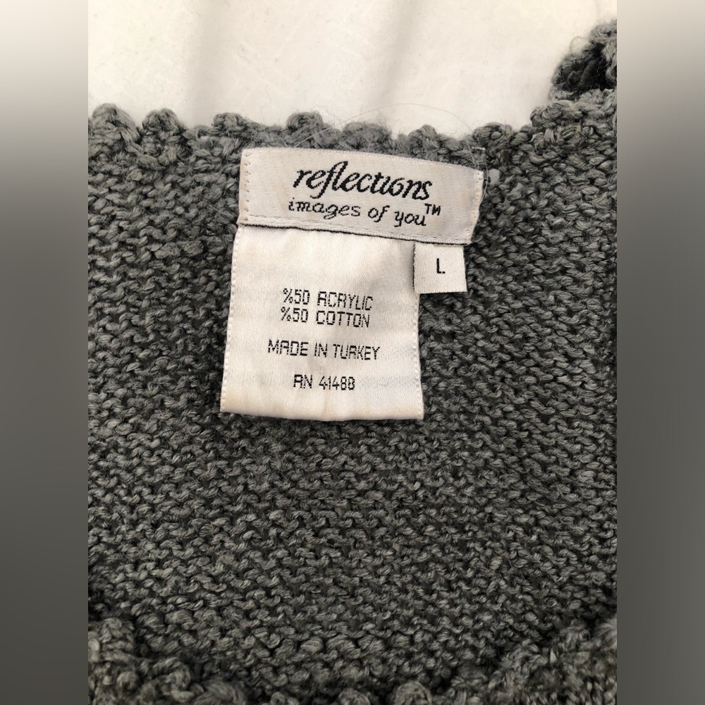 WOMEN Scoop Neck Lace-Trim Knit Sweater - Charcoal - Picture 2 of 3